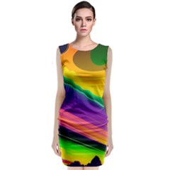 Jupiter Clouds Dan Mumford Stars Yellow Planets Sleeveless Velvet Midi Dress by Ravend