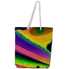 Jupiter Clouds Dan Mumford Stars Yellow Planets Full Print Rope Handle Tote (large) by Ravend