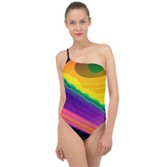 Jupiter Clouds Dan Mumford Stars Yellow Planets Classic One Shoulder Swimsuit by Ravend