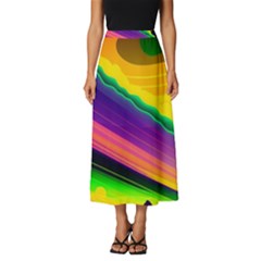 Jupiter Clouds Dan Mumford Stars Yellow Planets Classic Midi Chiffon Skirt