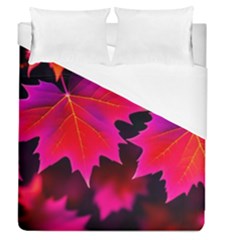 Leaves Purple Autumn Evening Sun Abstract Duvet Cover (queen Size) by Ravend