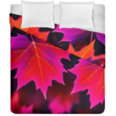 Leaves Purple Autumn Evening Sun Abstract Duvet Cover Double Side (california King Size) by Ravend