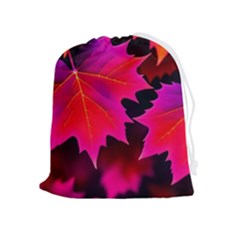 Leaves Purple Autumn Evening Sun Abstract Drawstring Pouch (xl) by Ravend