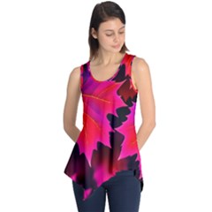 Leaves Purple Autumn Evening Sun Abstract Sleeveless Tunic by Ravend