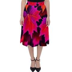 Leaves Purple Autumn Evening Sun Abstract Classic Midi Skirt by Ravend