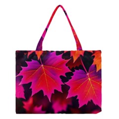 Leaves Purple Autumn Evening Sun Abstract Medium Tote Bag by Ravend