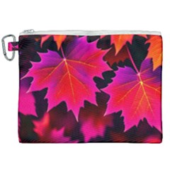 Leaves Purple Autumn Evening Sun Abstract Canvas Cosmetic Bag (xxl) by Ravend