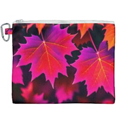 Leaves Purple Autumn Evening Sun Abstract Canvas Cosmetic Bag (xxxl) by Ravend