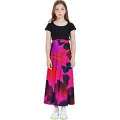 Leaves Purple Autumn Evening Sun Abstract Kids  Flared Maxi Skirt by Ravend