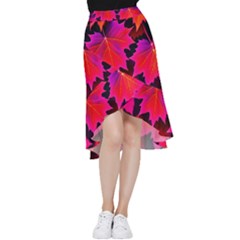 Leaves Purple Autumn Evening Sun Abstract Frill Hi Low Chiffon Skirt by Ravend