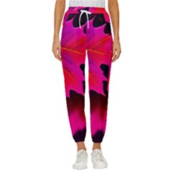 Leaves Purple Autumn Evening Sun Abstract Cropped Drawstring Pants by Ravend