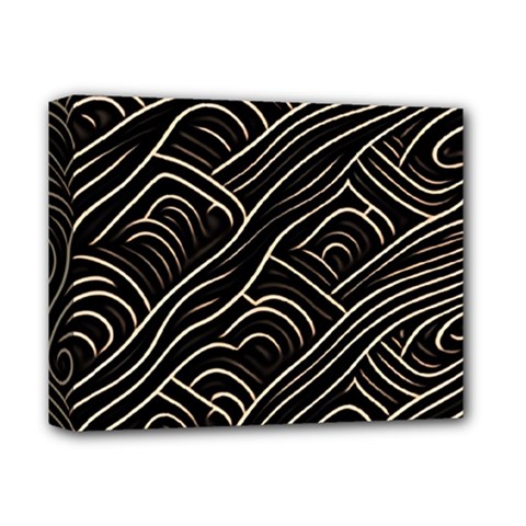 Black Coconut Color Wavy Lines Waves Abstract Deluxe Canvas 14  X 11  (stretched) by Ravend