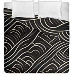 Black Coconut Color Wavy Lines Waves Abstract Duvet Cover Double Side (king Size) by Ravend