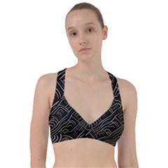 Black Coconut Color Wavy Lines Waves Abstract Sweetheart Sports Bra by Ravend