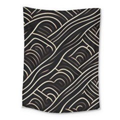 Black Coconut Color Wavy Lines Waves Abstract Medium Tapestry by Ravend