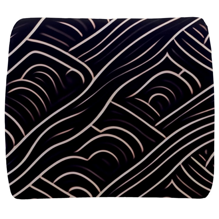 Black Coconut Color Wavy Lines Waves Abstract Back Support Cushion