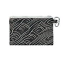 Black Coconut Color Wavy Lines Waves Abstract Canvas Cosmetic Bag (Medium) View2