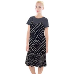 Black Coconut Color Wavy Lines Waves Abstract Camis Fishtail Dress by Ravend