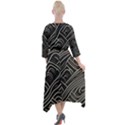 Black Coconut Color Wavy Lines Waves Abstract Quarter Sleeve Wrap Front Maxi Dress View2