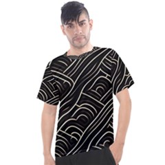 Black Coconut Color Wavy Lines Waves Abstract Men s Sport Top by Ravend