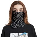 Black Coconut Color Wavy Lines Waves Abstract Face Covering Bandana (Two Sides) View1