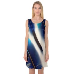 Feathers Pattern Design Blue Jay Texture Colors Sleeveless Satin Nightdress by Ravend