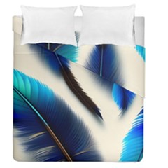 Feathers Pattern Design Blue Jay Texture Colors Duvet Cover Double Side (queen Size) by Ravend