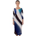 Feathers Pattern Design Blue Jay Texture Colors Quarter Sleeve Midi Bodycon Dress View1