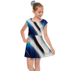 Feathers Pattern Design Blue Jay Texture Colors Kids  Cap Sleeve Dress by Ravend