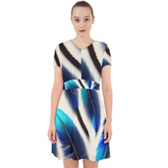 Feathers Pattern Design Blue Jay Texture Colors Adorable In Chiffon Dress by Ravend