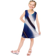 Feathers Pattern Design Blue Jay Texture Colors Kids  Tunic Dress by Ravend