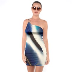 Feathers Pattern Design Blue Jay Texture Colors One Soulder Bodycon Dress by Ravend