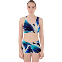 Feathers Pattern Design Blue Jay Texture Colors Work It Out Gym Set by Ravend