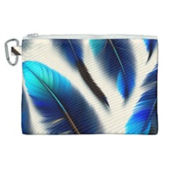 Feathers Pattern Design Blue Jay Texture Colors Canvas Cosmetic Bag (xl) by Ravend