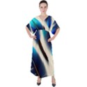 Feathers Pattern Design Blue Jay Texture Colors V-Neck Boho Style Maxi Dress View1