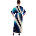 Feathers Pattern Design Blue Jay Texture Colors V-Neck Boho Style Maxi Dress View2