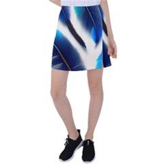 Feathers Pattern Design Blue Jay Texture Colors Tennis Skirt