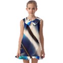 Feathers Pattern Design Blue Jay Texture Colors Kids  Pilgrim Collar Ruffle Hem Dress View1