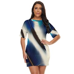 Feathers Pattern Design Blue Jay Texture Colors Just Threw It On Dress by Ravend