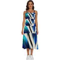 Feathers Pattern Design Blue Jay Texture Colors Sleeveless Shoulder Straps Boho Dress by Ravend