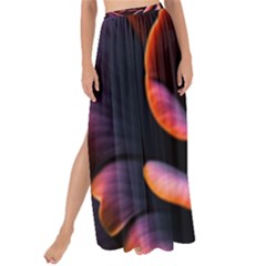 Purple Flower Rose Flower Black Background Maxi Chiffon Tie-up Sarong by Ravend