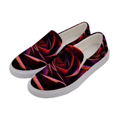 Purple Flower Rose Flower Black Background Women s Canvas Slip Ons by Ravend