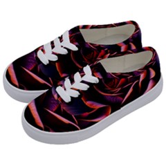 Purple Flower Rose Flower Black Background Kids  Classic Low Top Sneakers by Ravend