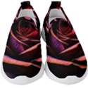 Purple Flower Rose Flower Black Background Kids  Slip On Sneakers View1