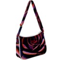 Purple Flower Rose Flower Black Background Zip Up Shoulder Bag View1