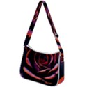 Purple Flower Rose Flower Black Background Zip Up Shoulder Bag View2