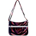 Purple Flower Rose Flower Black Background Zip Up Shoulder Bag View3