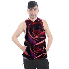 Purple Flower Rose Flower Black Background Men s Sleeveless Hoodie by Ravend