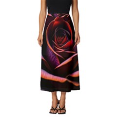 Purple Flower Rose Flower Black Background Classic Midi Chiffon Skirt