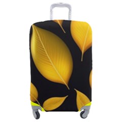 Leaves Foliage Pattern Metallic Gold Background Luggage Cover (medium) by Ravend